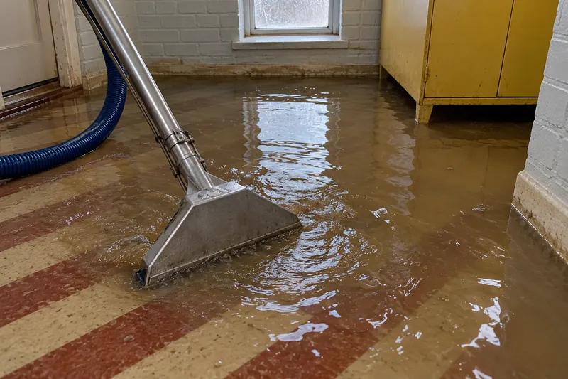 Water Extraction in Missouri City pickup equipment on a flooded floor